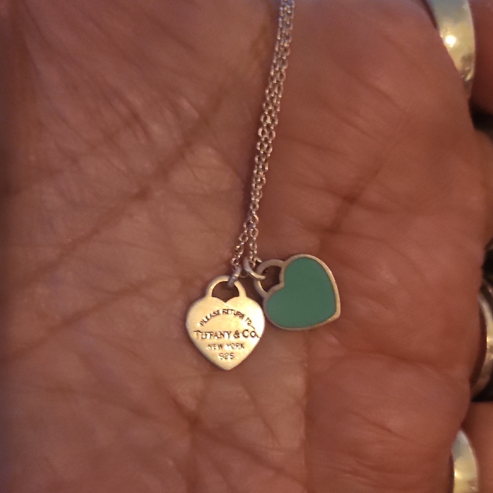 Tiffany & Co. Silver and Blue Heart Pendant Necklace